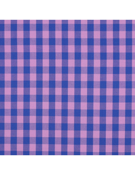 Tejido de popelina de algodón - Vichy cuadros grandes - Lavanda y azul