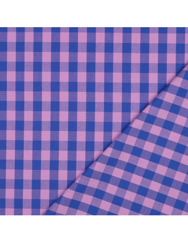 Tejido de popelina de algodón - Vichy cuadros grandes - Lavanda y azul