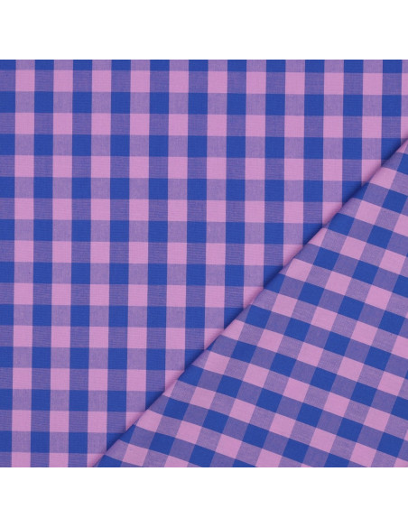 Tejido de popelina de algodón - Vichy cuadros grandes - Lavanda y azul