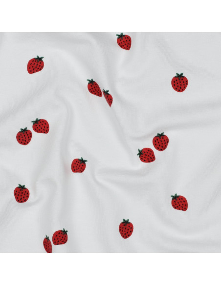 Tejido de punto Fresas - Fondo blanco