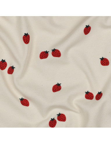 Tejido de punto Fresas - Fondo natural