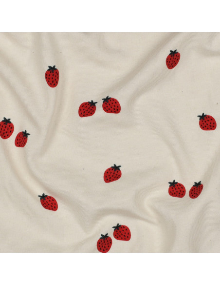 Tejido de punto Fresas - Fondo natural