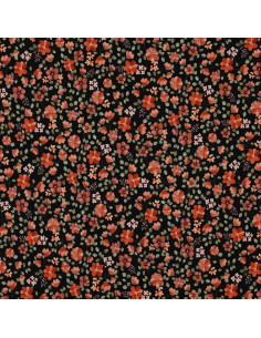 Tejido de punto Anna - Flores de durazno sobre fondo negro 2