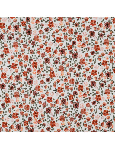 Tejido de punto Anna - Flores de durazno sobre fondo blanco