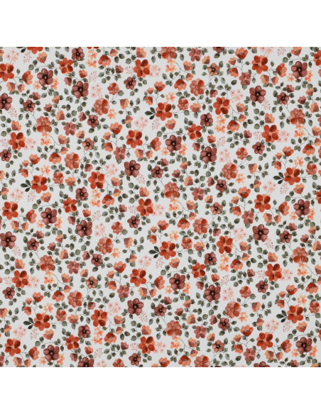 Tejido de punto Anna - Flores de durazno sobre fondo blanco