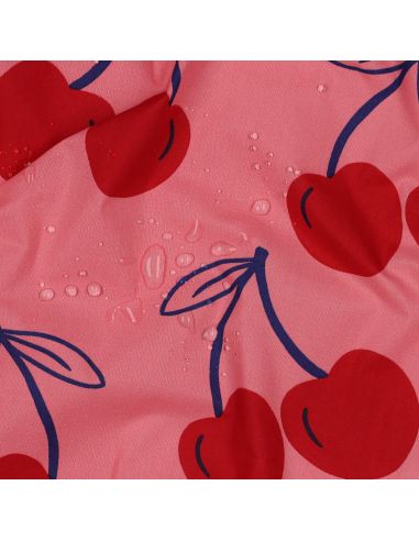 Tejido de algodón repelente al agua con cerezas grandes - Rosa