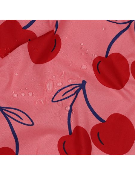 Tejido de algodón repelente al agua con cerezas grandes - Rosa