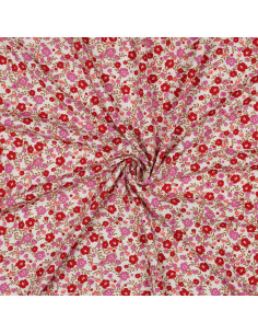 Tejido de viscosa con pequeñas flores brillantes - Blanco roto