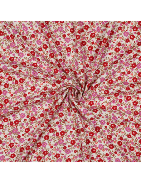Tejido de viscosa con pequeñas flores brillantes - Blanco roto
