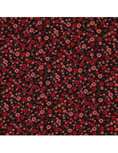 Tejido de viscosa con pequeñas flores brillantes - Negro 2