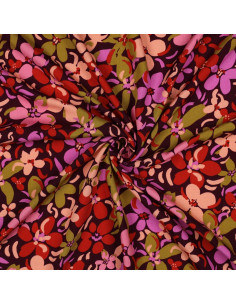 Tejido de viscosa con flores brillantes - Violeta oscuro