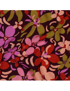 Tejido de viscosa con flores brillantes - Violeta oscuro 2