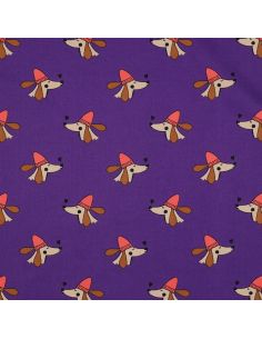Tejido popelina de algodón perros y corazones - Violeta 2