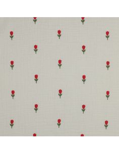 Tejido de doble gasa bordado con flores - Natural 2