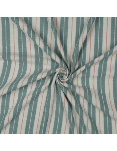 Tejido de doble gasa estampado a rayas - Verde