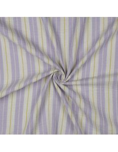 Tejido de doble gasa estampado a rayas - Violeta