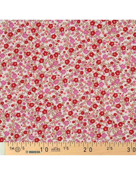 Tejido de viscosa con pequeñas flores brillantes - Blanco roto