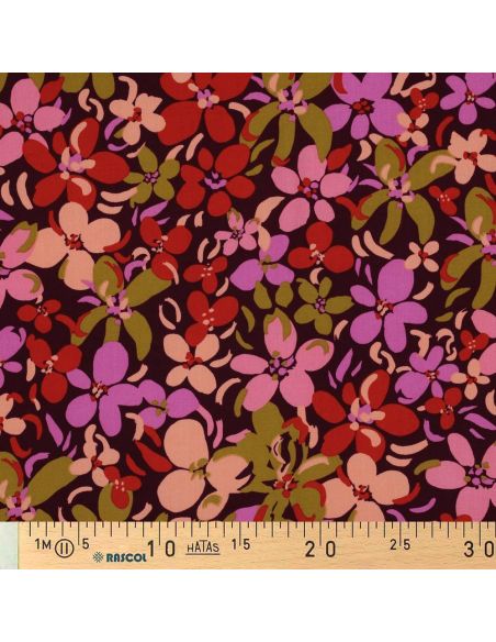Tejido de viscosa con flores brillantes - Violeta oscuro