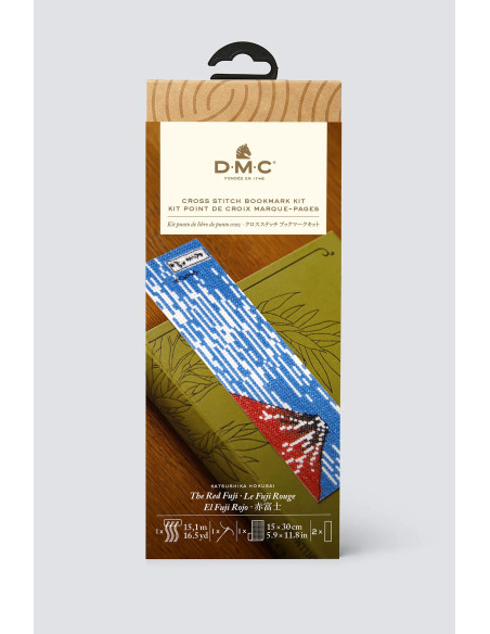 Kit broderie marque-pages au point de croix - Le Fuji rouge