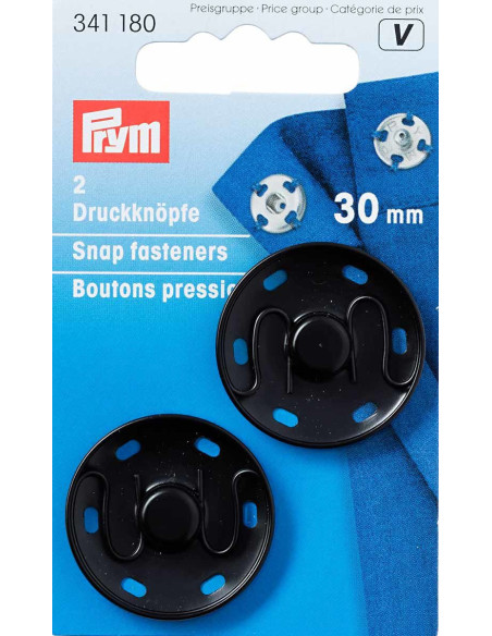 Botones de presión para coser de 30 mm - Negro