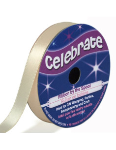 Cinta de satén Celebrate crema - 9 mm x 6 metros