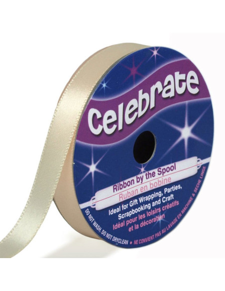 Cinta de satén Celebrate crema - 9 mm x 6 metros