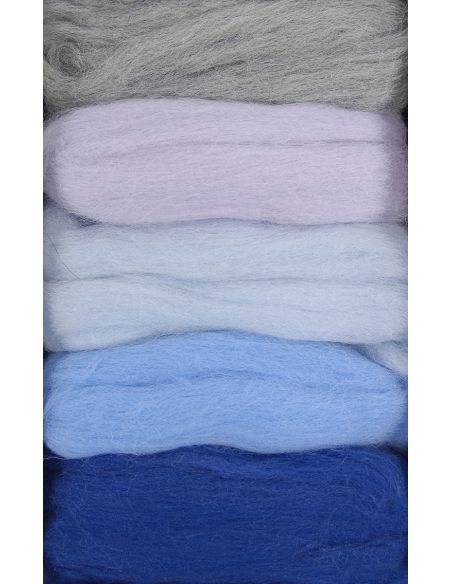 Paquete de 5 lanas cardadas para fieltrar DMC - Glaciar