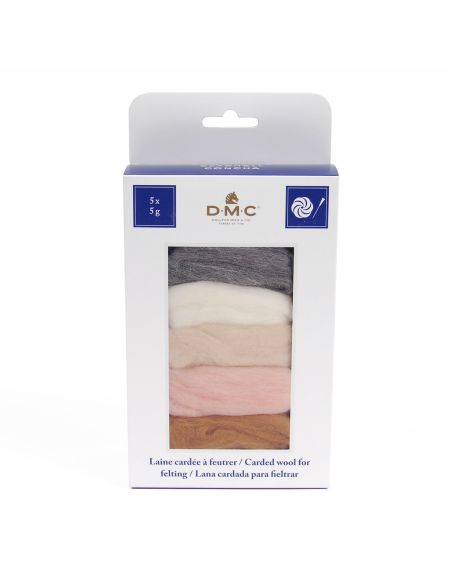 Paquete de 5 lanas cardadas para fieltrar DMC - Seashell