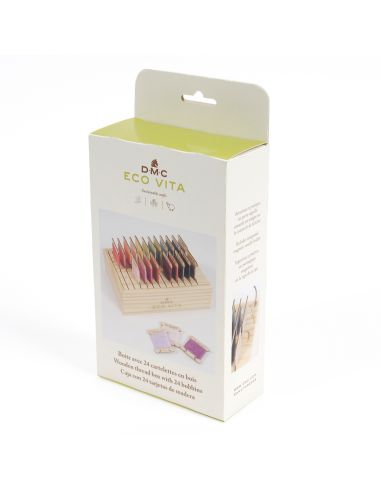 Caja de almacenamiento con 24 tarjetas de madera DMC