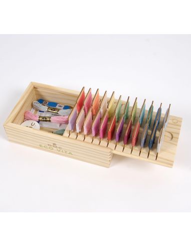Caja de almacenamiento con 24 tarjetas de madera DMC