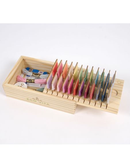 Caja de almacenamiento con 24 tarjetas de madera DMC