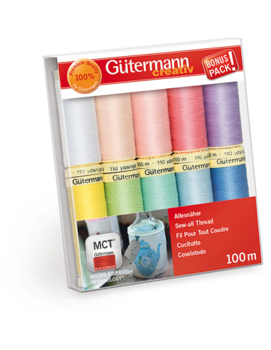 Set de 10 hilos de coser de poliéster Gütermann - Pastel