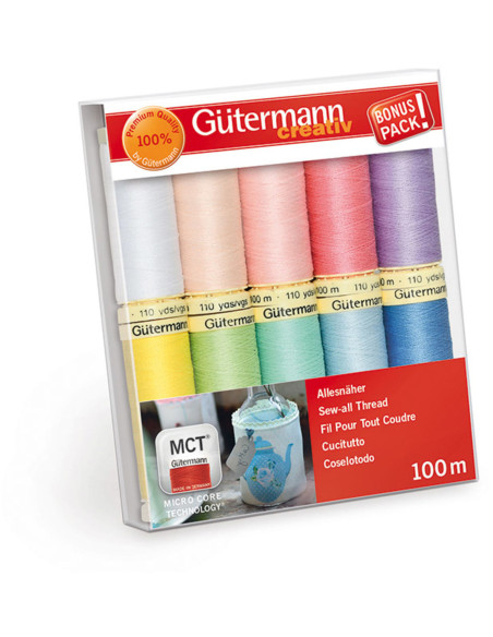 Set de 10 hilos de coser de poliéster Gütermann - Pastel
