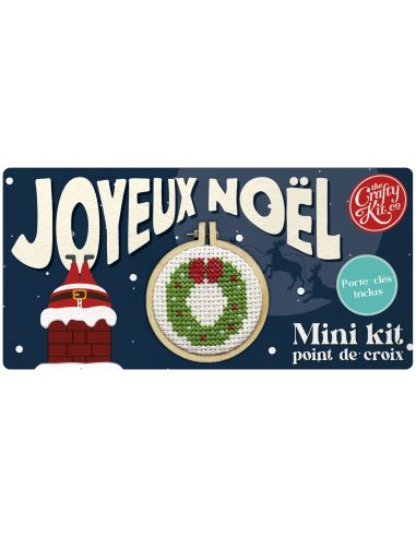 Mini kit de bordado en punto de cruz - ¡Feliz Navidad!