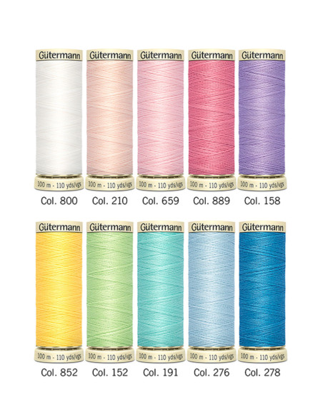 Set de 10 hilos de coser de poliéster Gütermann - Pastel