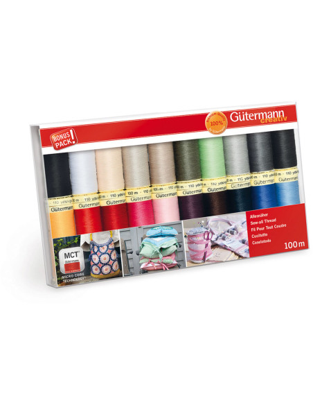 Set de 20 hilos de coser de poliéster Gütermann