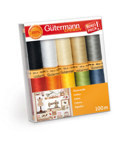 Set de 10 hilos de coser de algodón Gütermann
