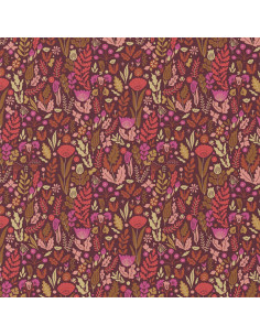 Tejido popelina de algodón - Malvina chocolate y rosa 2