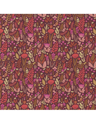 Tejido popelina de algodón - Malvina chocolate y rosa
