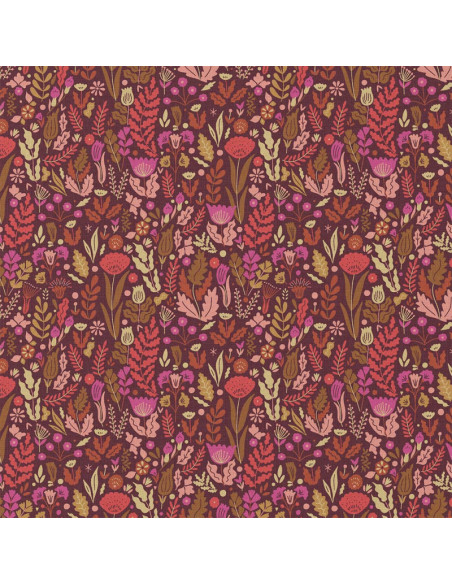 Tejido popelina de algodón - Malvina chocolate y rosa