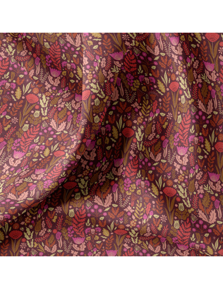 Tejido popelina de algodón - Malvina chocolate y rosa