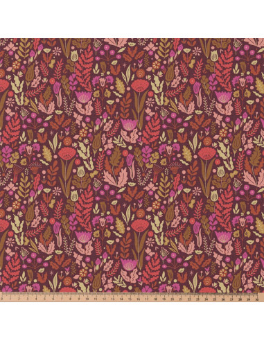 Tejido popelina de algodón - Malvina chocolate y rosa