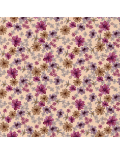 Tejido popelina de algodón - Aster violeta y melocotón 2