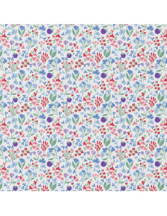Tejido popelina de algodón - Céline blanco y azul 2