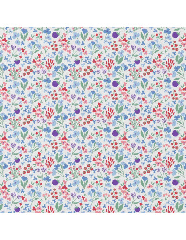 Tejido popelina de algodón - Céline blanco y azul