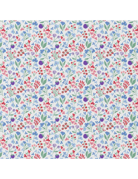 Tejido popelina de algodón - Céline blanco y azul