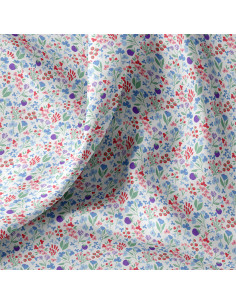Tejido popelina de algodón - Céline blanco y azul