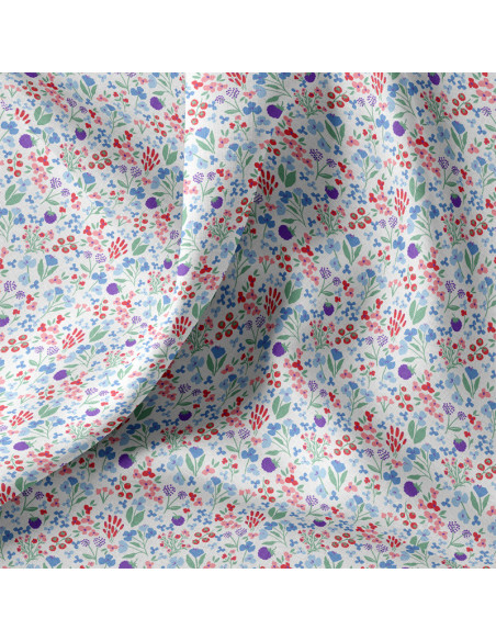 Tejido popelina de algodón - Céline blanco y azul