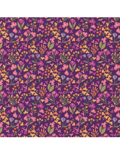 Tejido popelina de algodón - Bibury violeta y amarillo 2