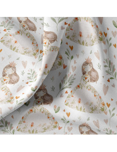 Tejido popelina de algodón - Niouchka blanco y rosa